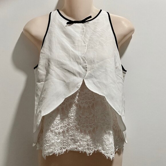 5) Karen Millen Y2K 90s Coquette Fairy Bow Lace Silk Cropped Halter Blouse Top 6 - Picture 1 of 8